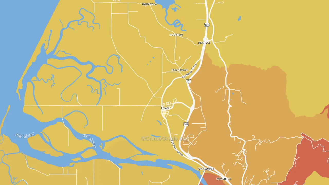 Loleta, CA Map of Assault Rates