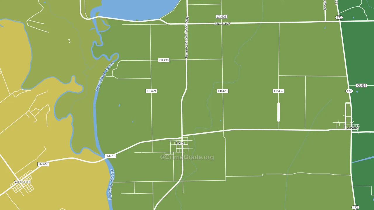 Lolita, TX Map of Assault Rates
