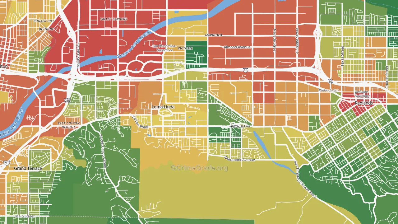 Loma Linda, CA Map of Assault Rates