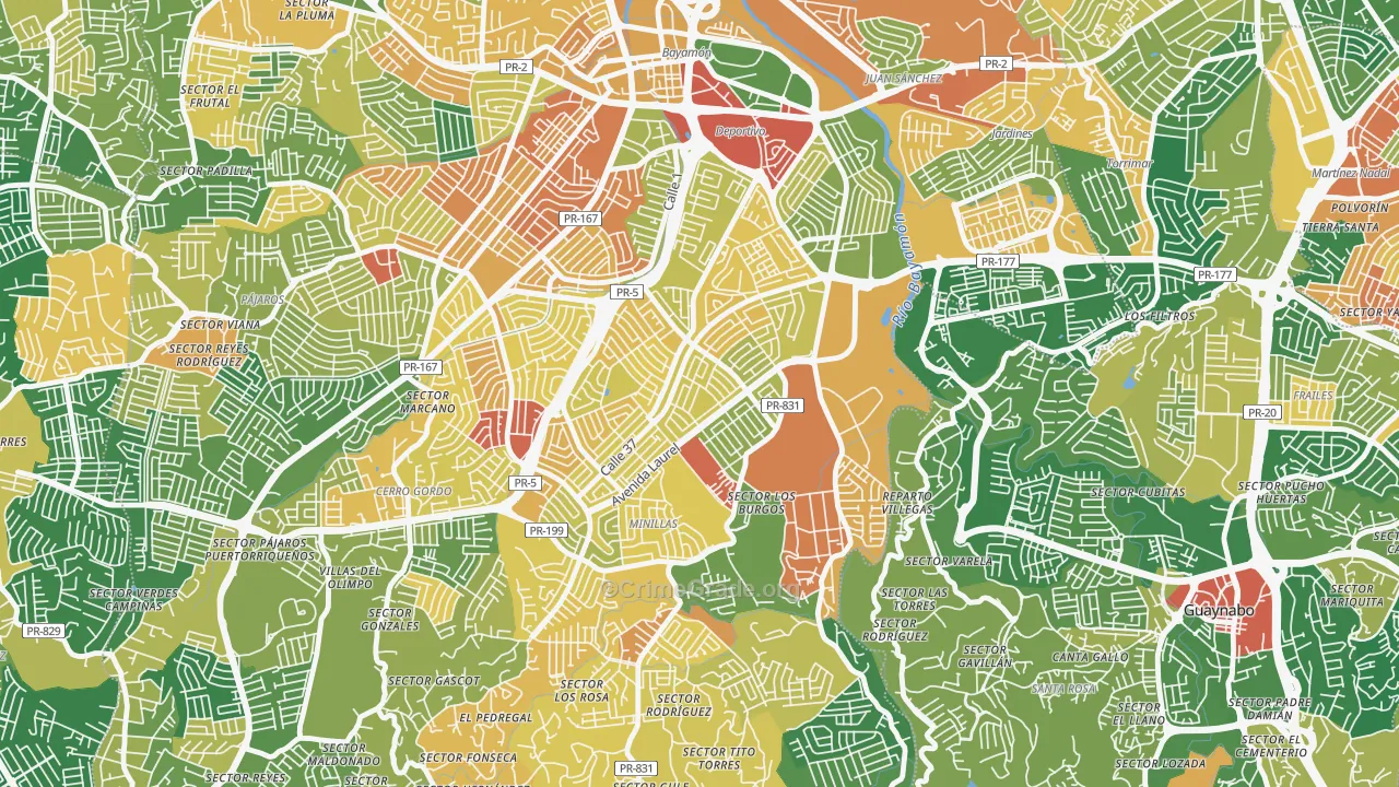 Lomas Verdes, Bayamon, PR Map of Assault Rates