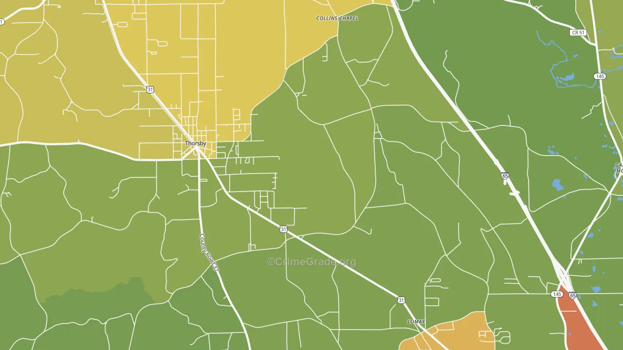 Lomax, AL Map of Assault Rates