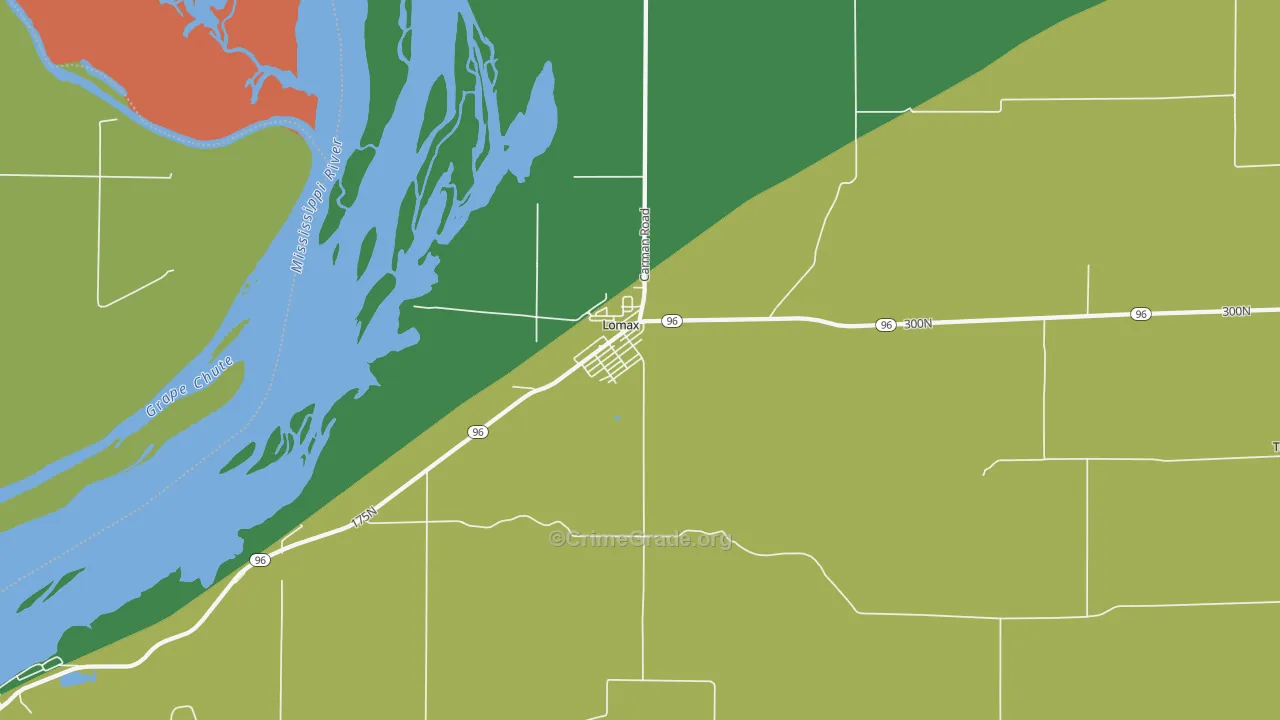 Lomax, IL Map of Assault Rates