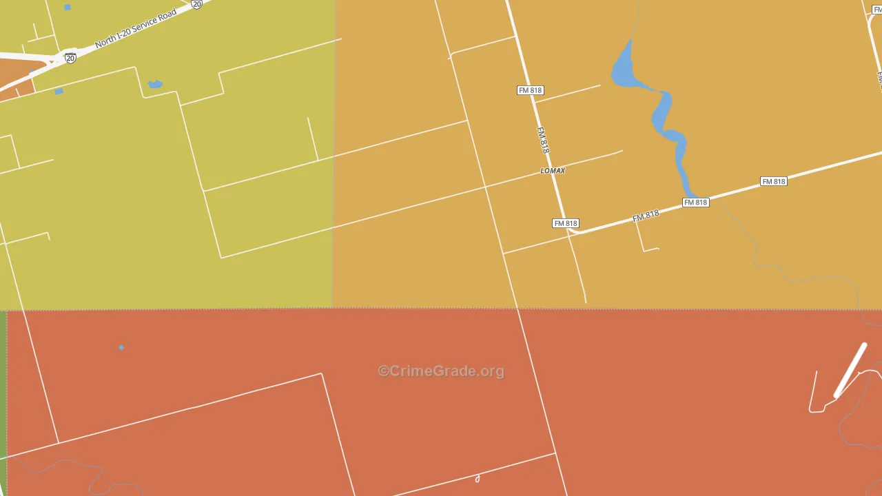 Lomax, TX Map of Assault Rates
