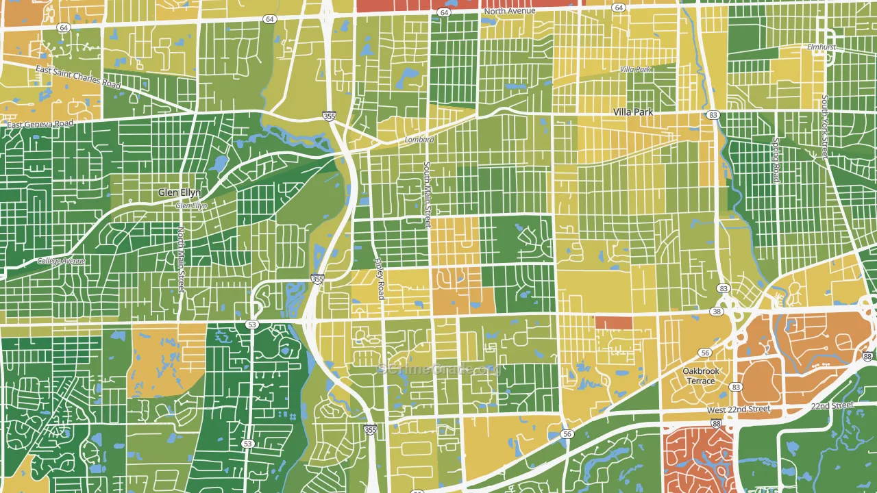 Lombard, IL Map of Assault Rates