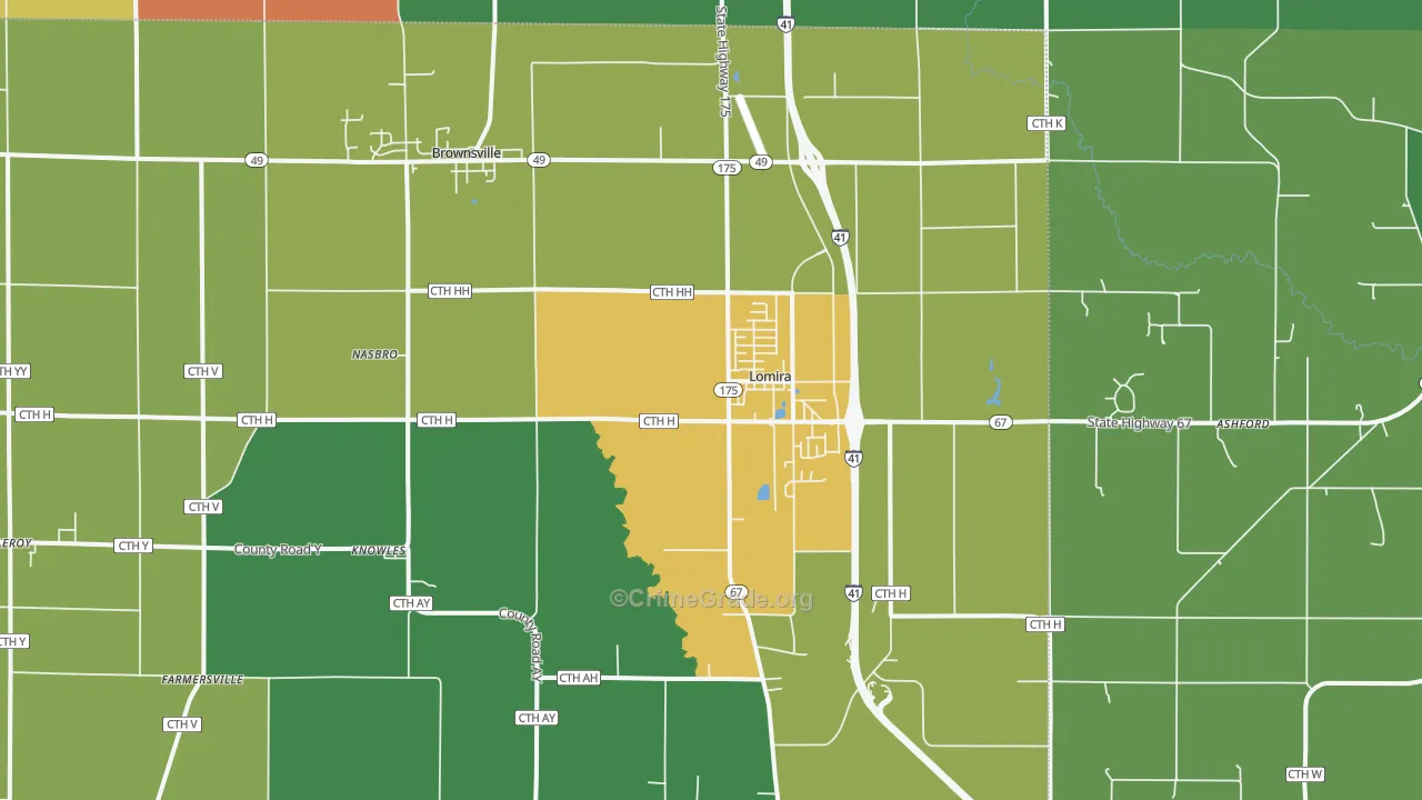 Lomira, WI Map of Assault Rates