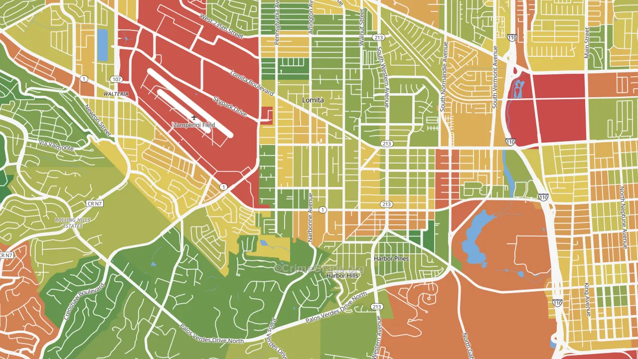 Lomita, CA Map of Assault Rates
