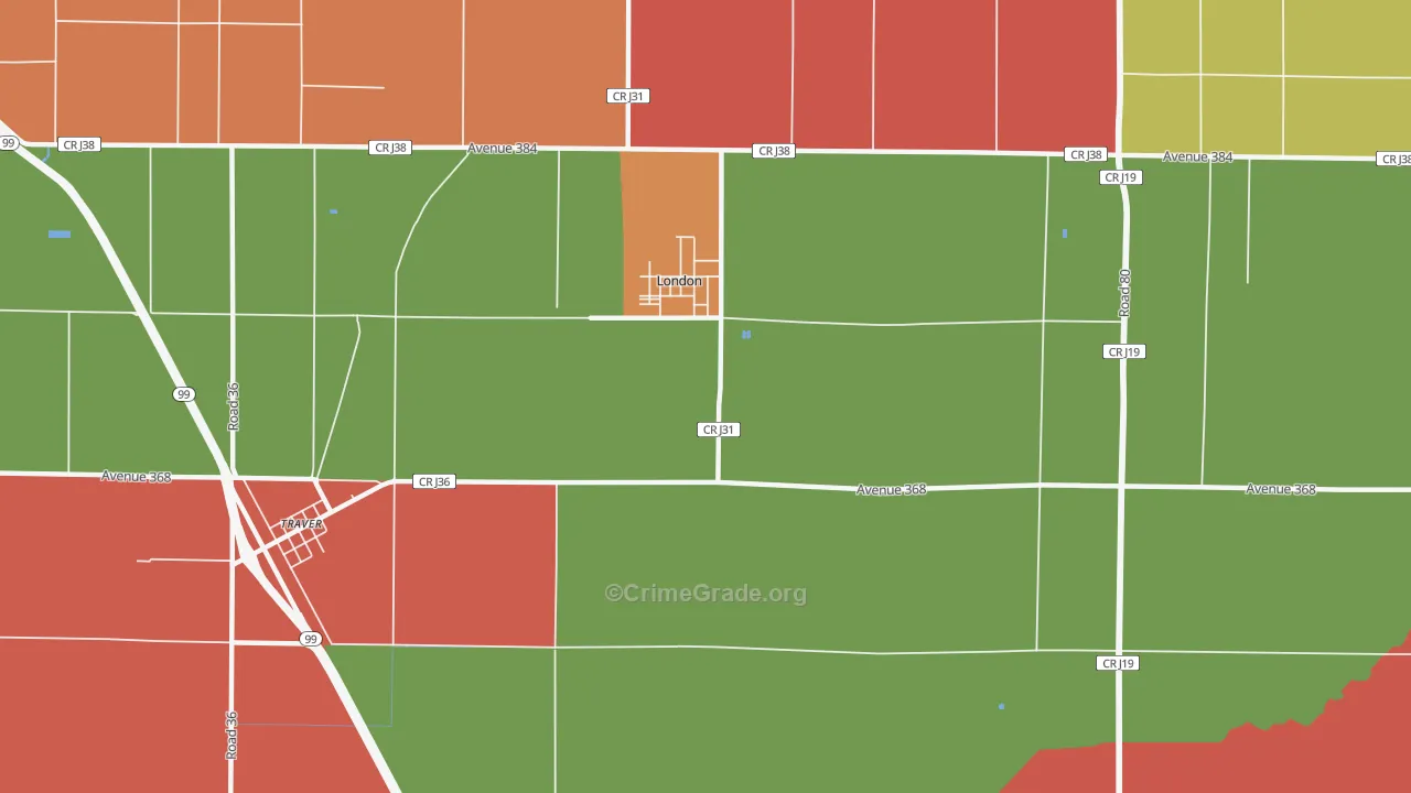 London, CA Map of Assault Rates