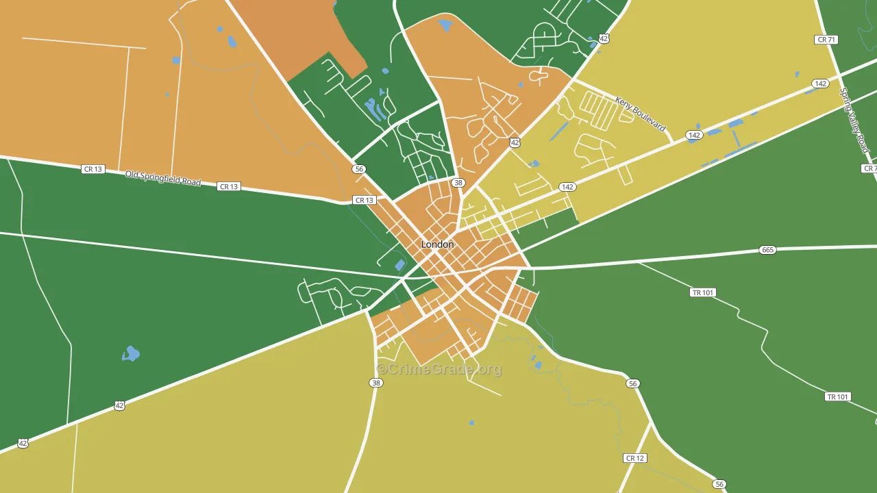 London Historic District, London, OH Map of Assault Rates