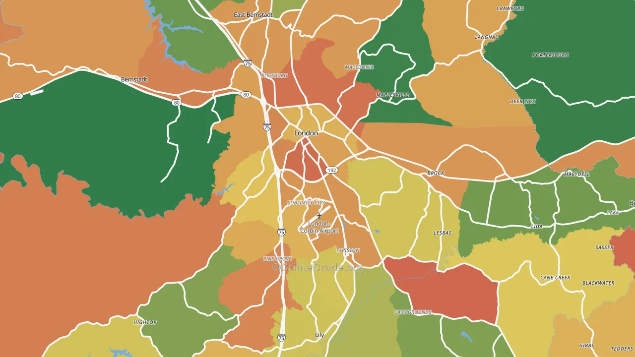 London, KY Map of Assault Rates