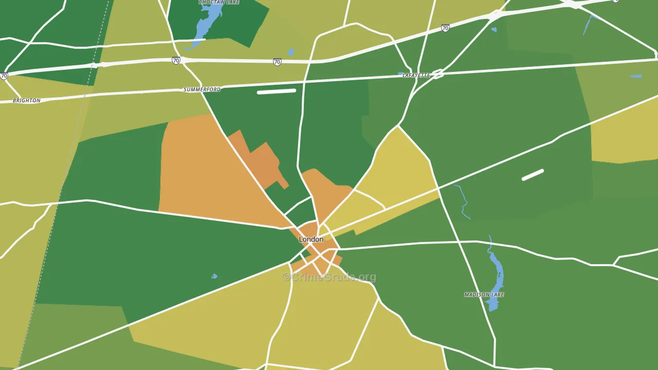 London, OH Map of Assault Rates