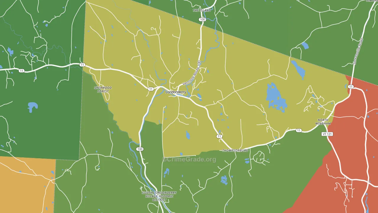 Londonderry, VT Map of Assault Rates
