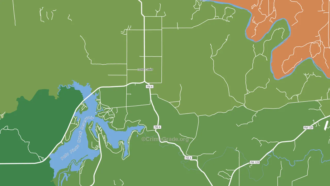 Lone Camp, TX Map of Assault Rates