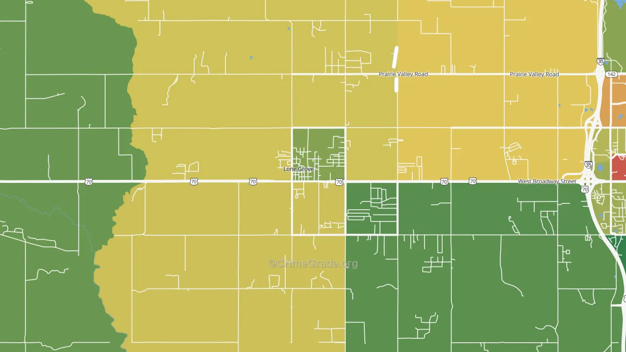 Lone Grove, OK Map of Assault Rates