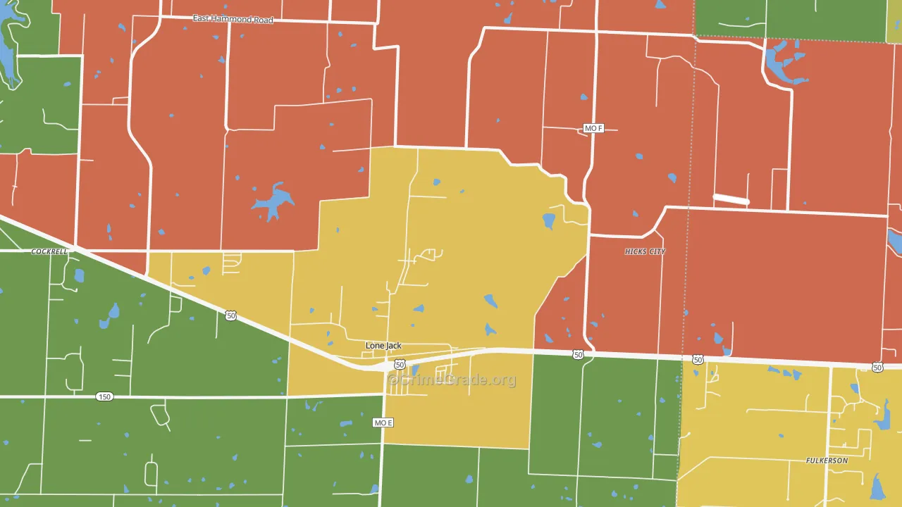 Lone Jack, MO Map of Assault Rates