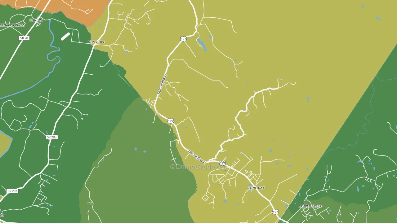 Lone Oak, TN Map of Assault Rates