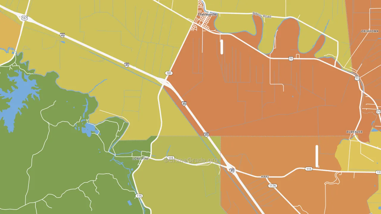 Lone Pine, LA Map of Assault Rates