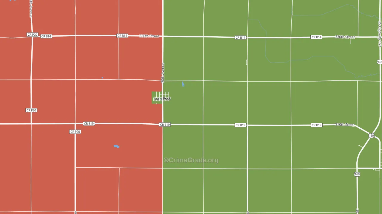 Lone Rock, IA Map of Assault Rates