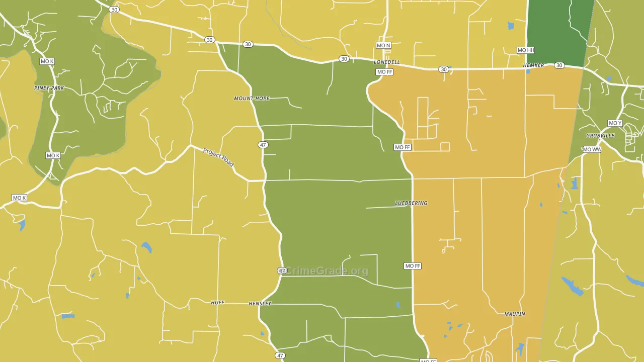 Lonedell, MO Map of Assault Rates