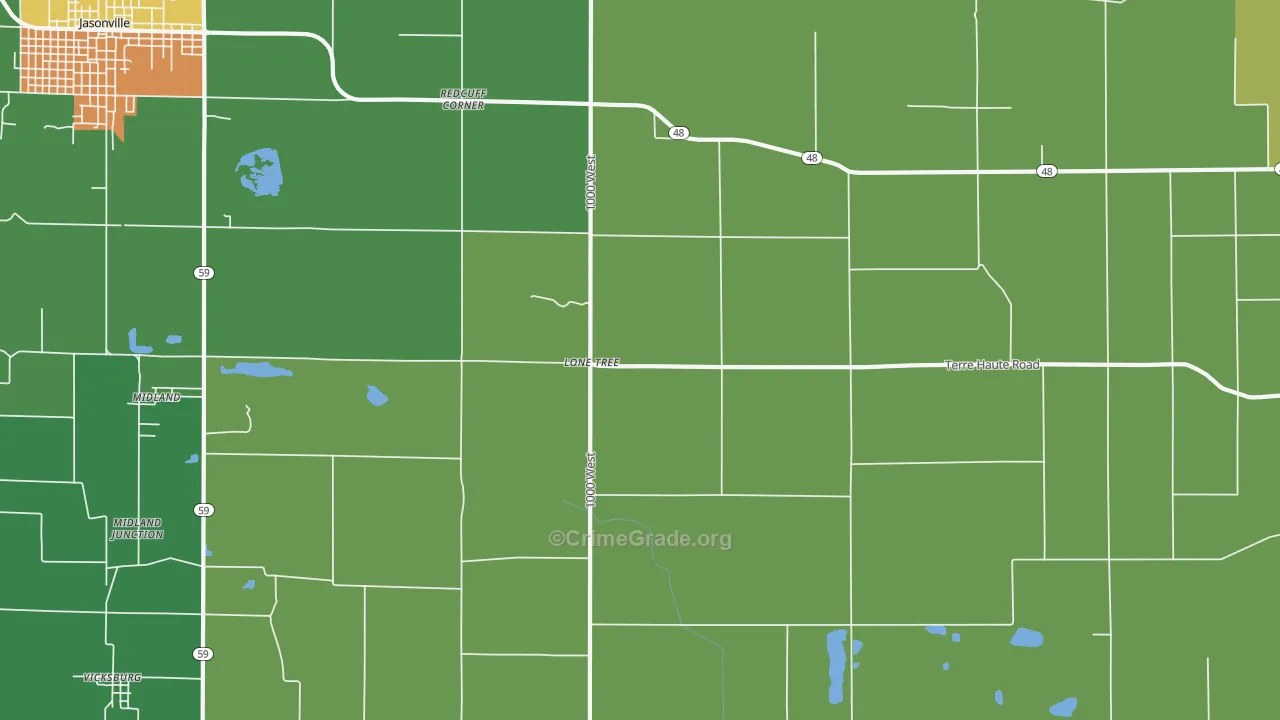 Lonetree, IN Map of Assault Rates