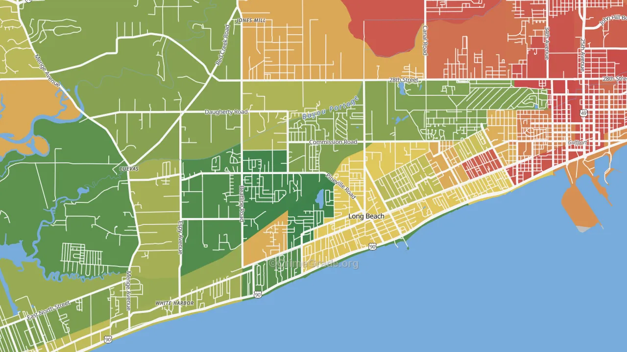 Long Beach, MS Map of Assault Rates