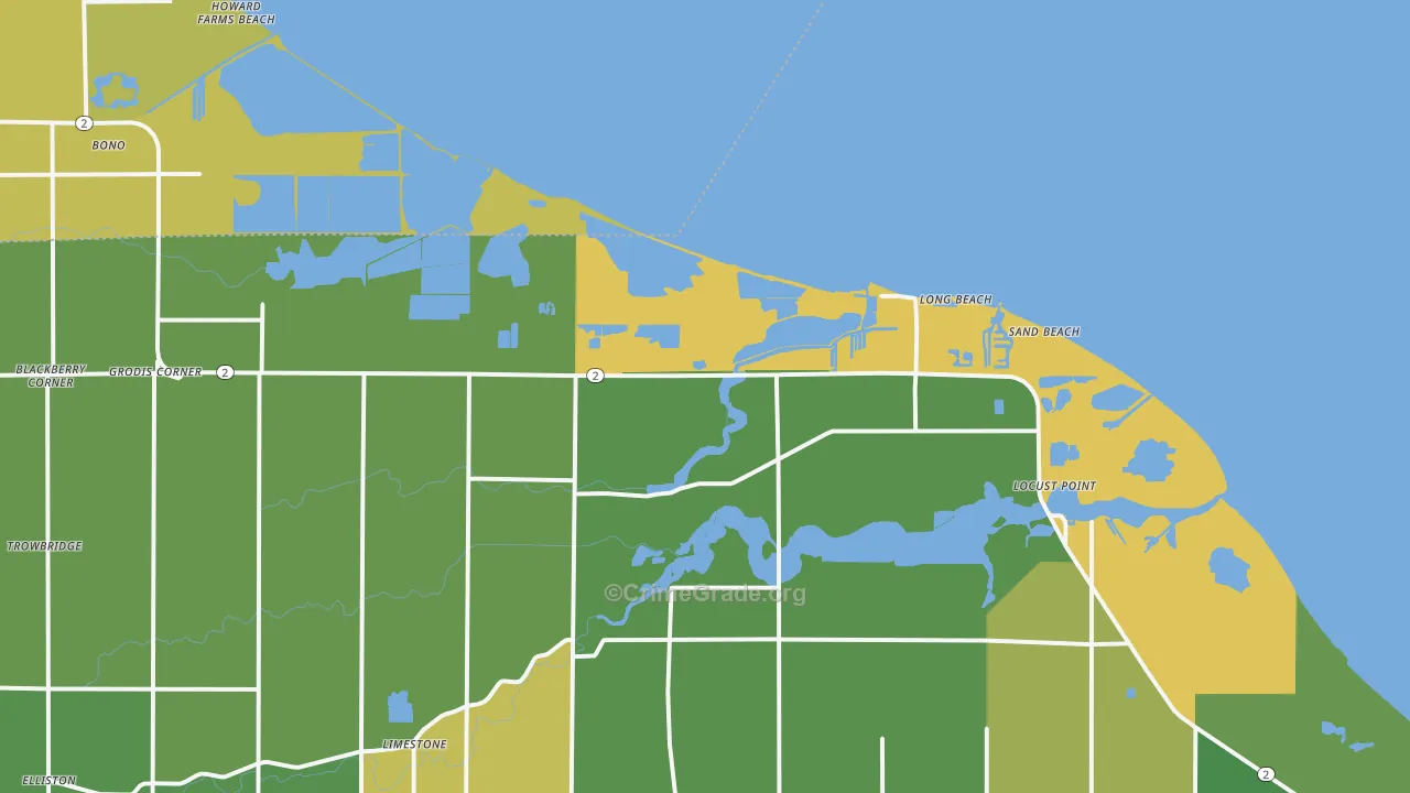Long Beach, OH Map of Assault Rates
