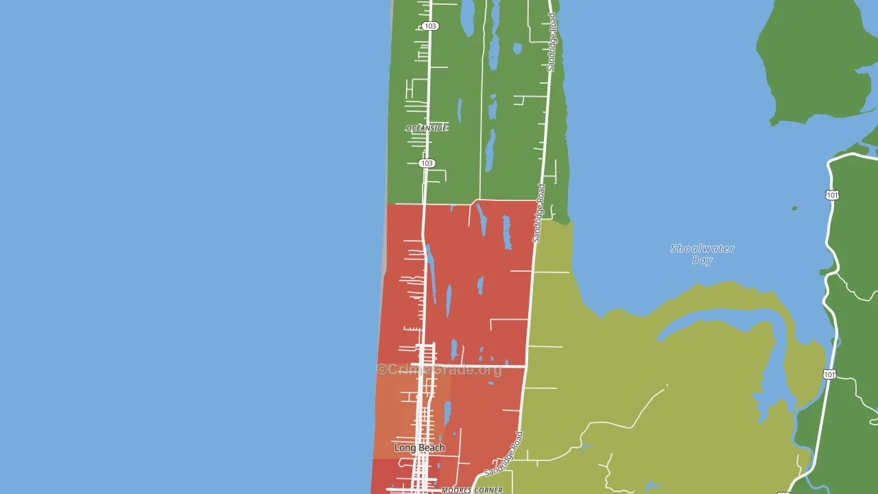 Long Beach, WA Map of Assault Rates