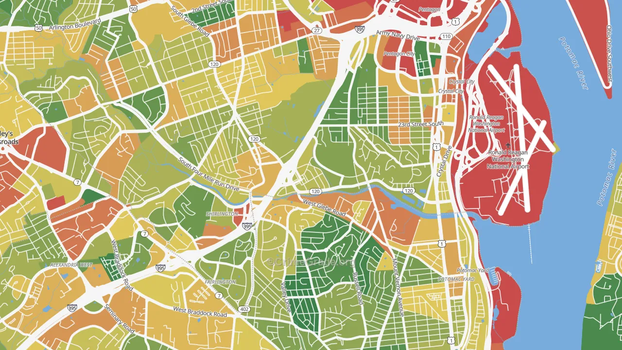 Long Branch Creek, Arlington, VA Map of Assault Rates