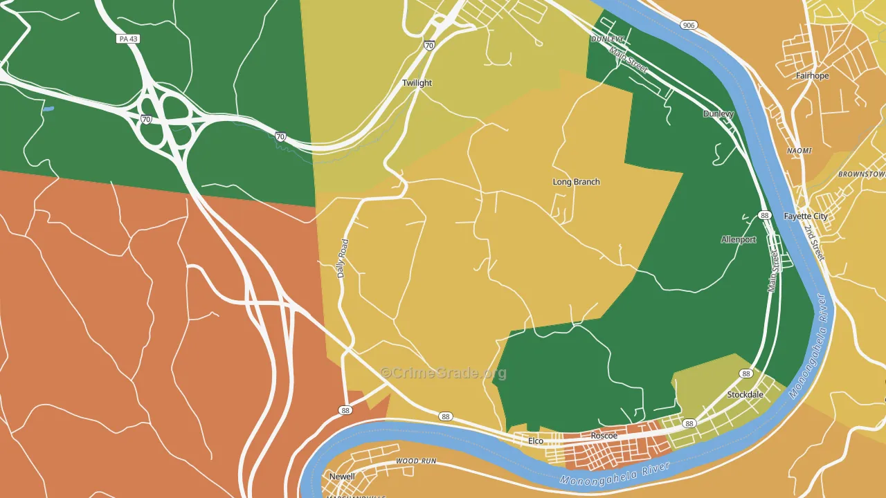 Long Branch, PA Map of Assault Rates