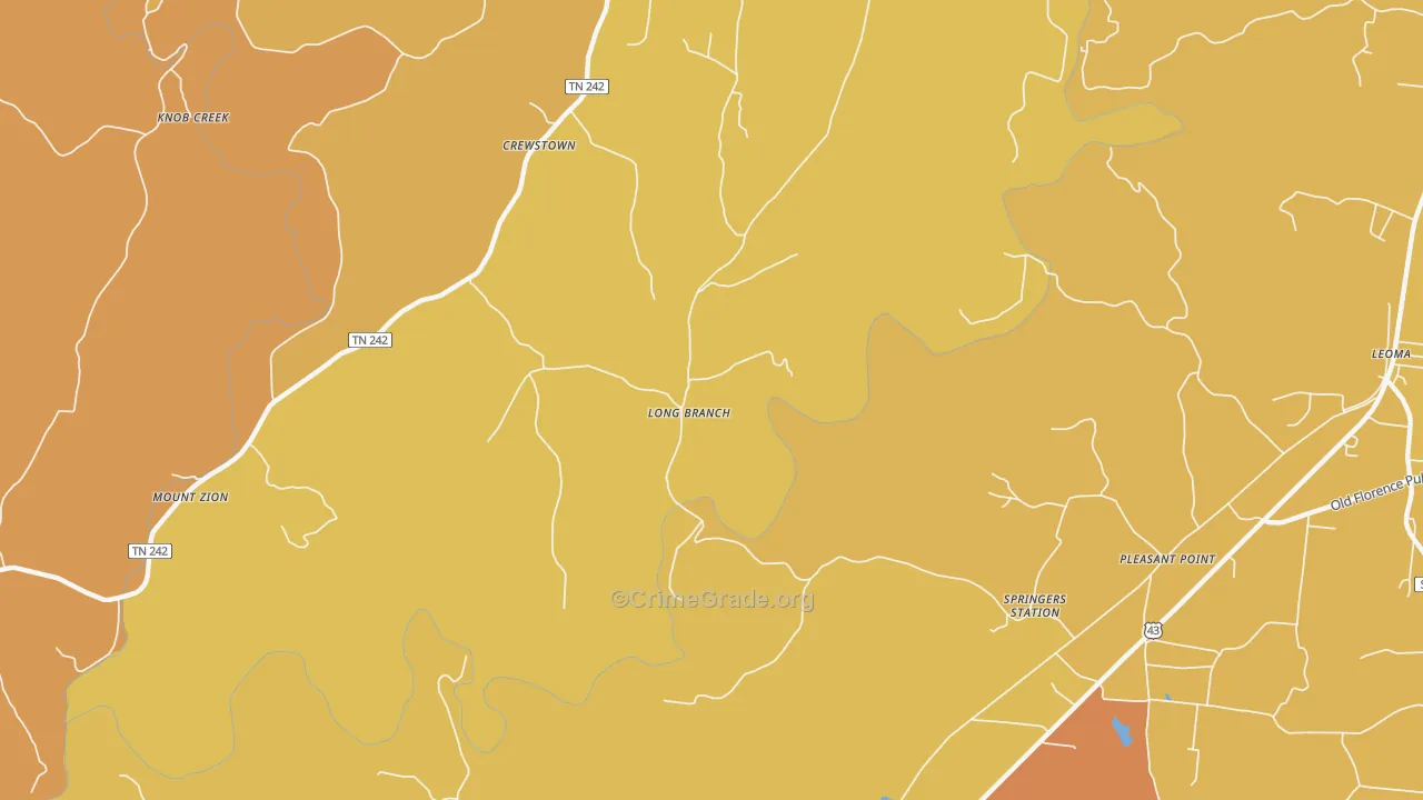 Long Branch, TN Map of Assault Rates