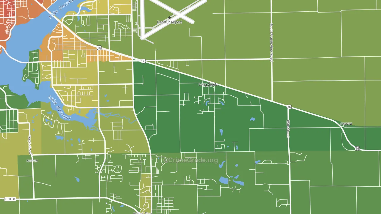 Long Creek, IL Map of Assault Rates