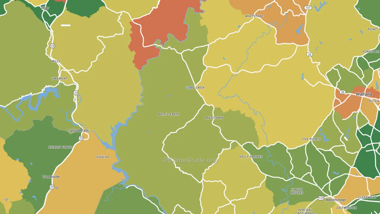 Long Creek, SC Map of Assault Rates
