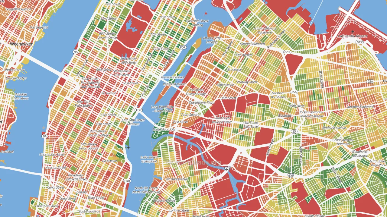 Long Island City, Queens, NY Map of Assault Rates
