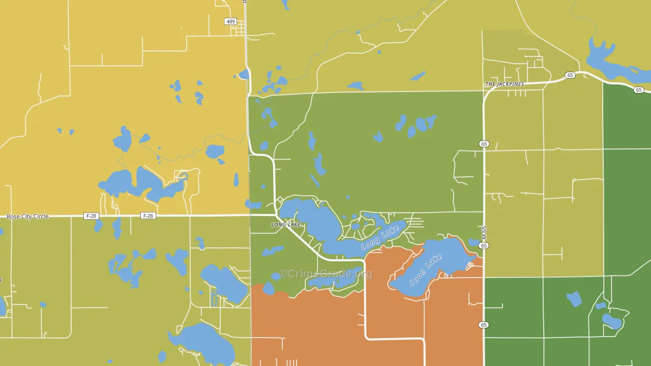 Long Lake, MI Map of Assault Rates