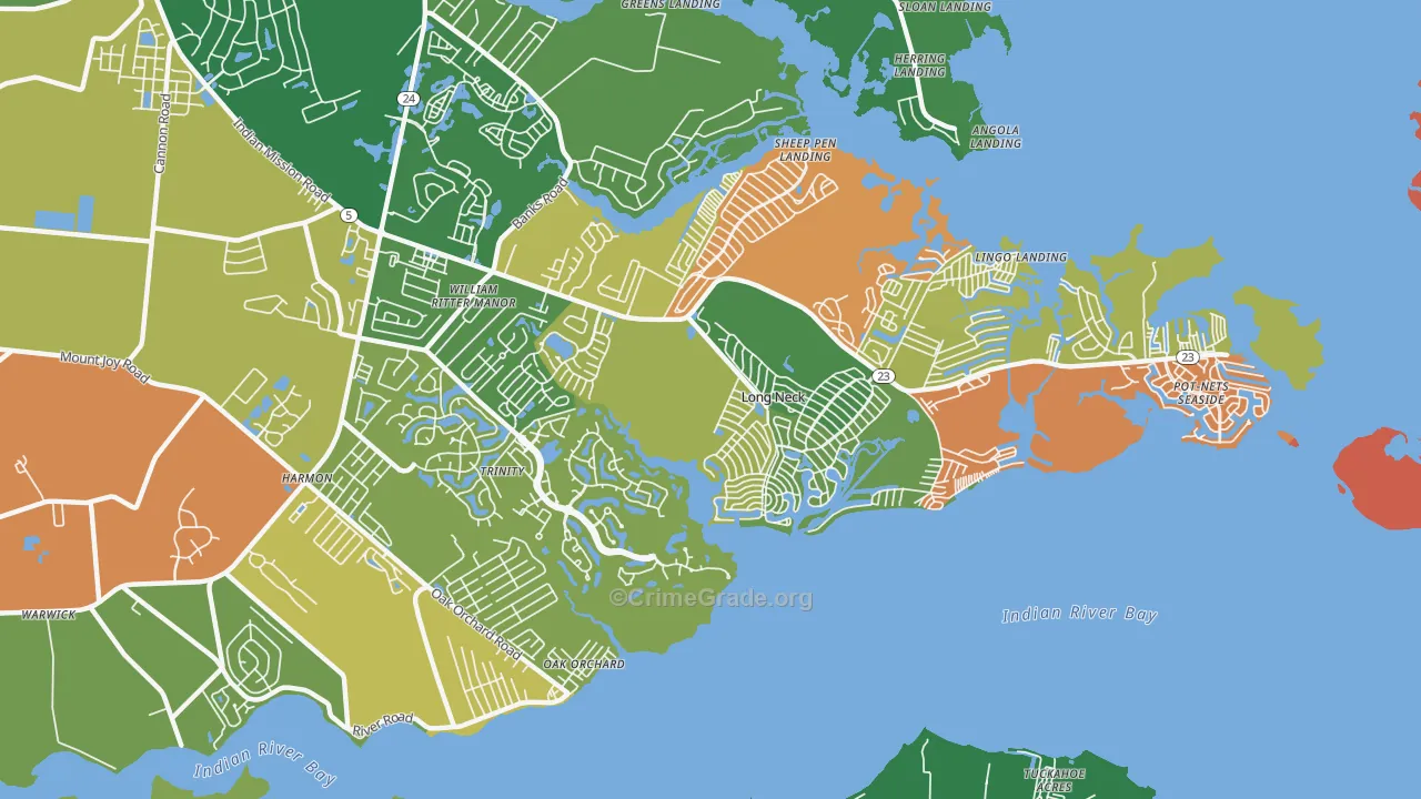 Long Neck, DE Map of Assault Rates