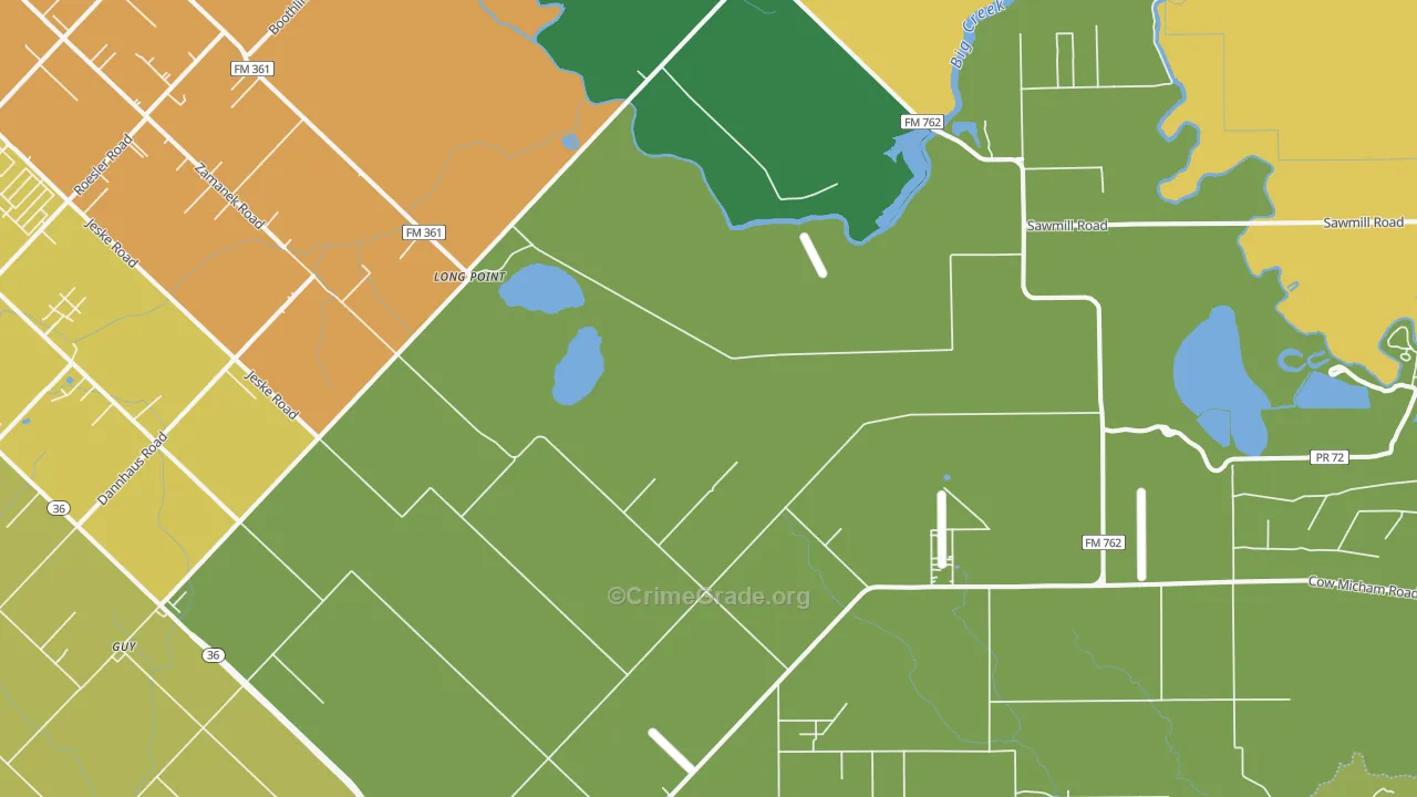 Long Point, TX Map of Assault Rates