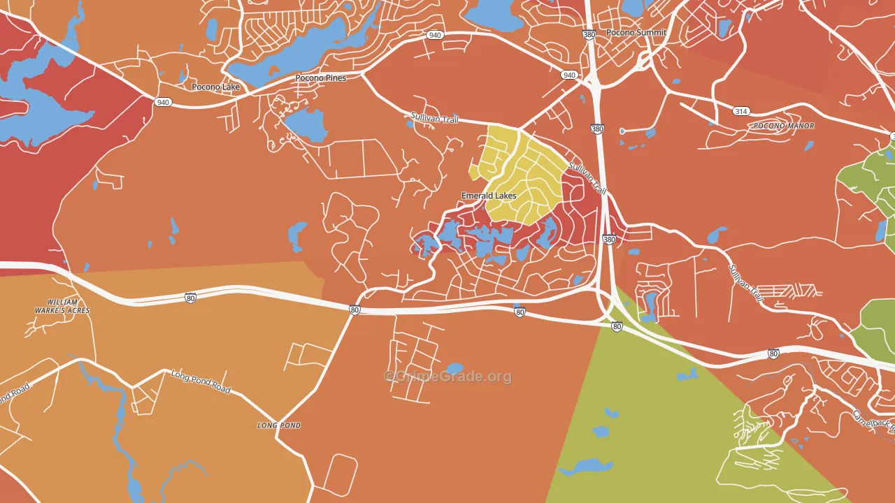 Long Pond, PA Map of Assault Rates