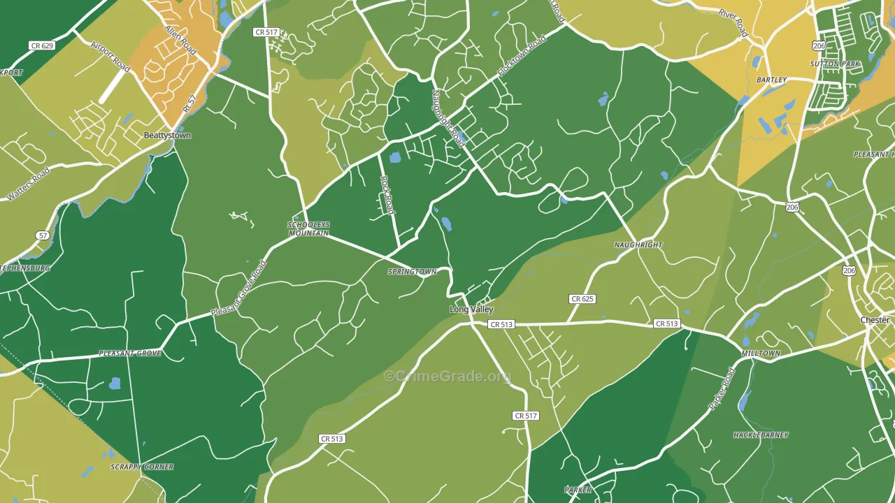 Long Valley, NJ Map of Assault Rates