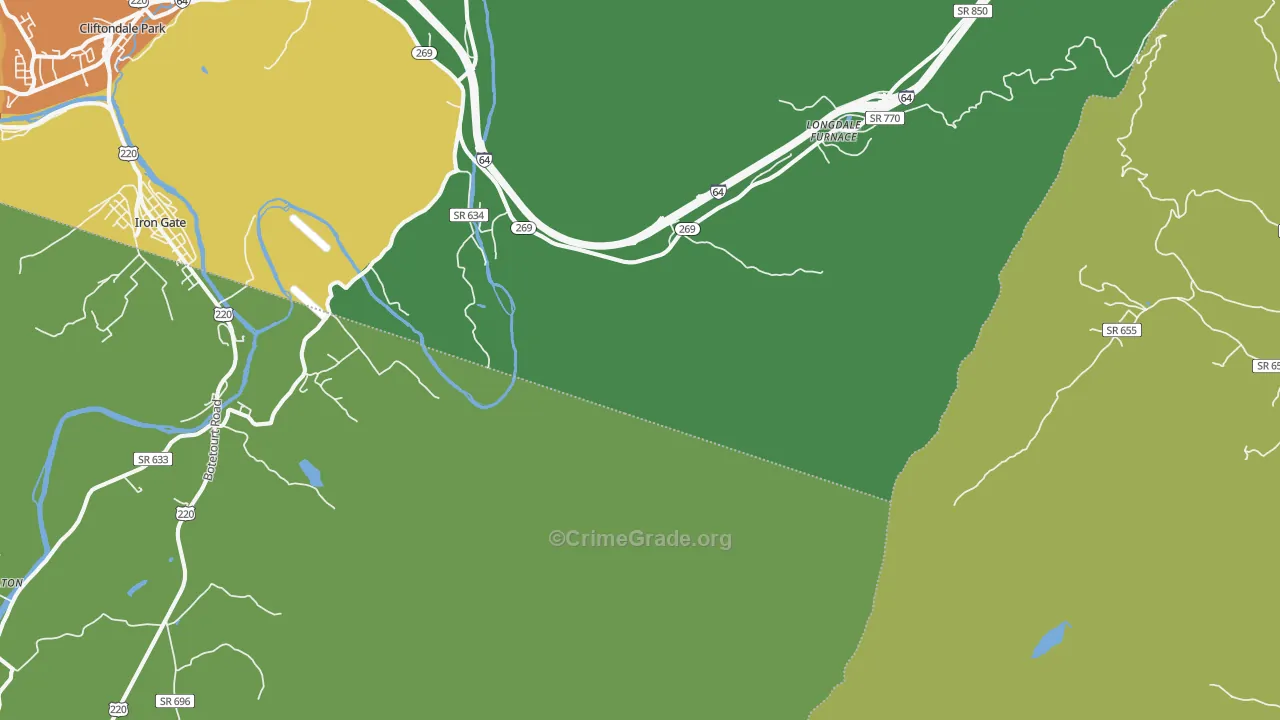 Longdale Furnace, VA Map of Assault Rates