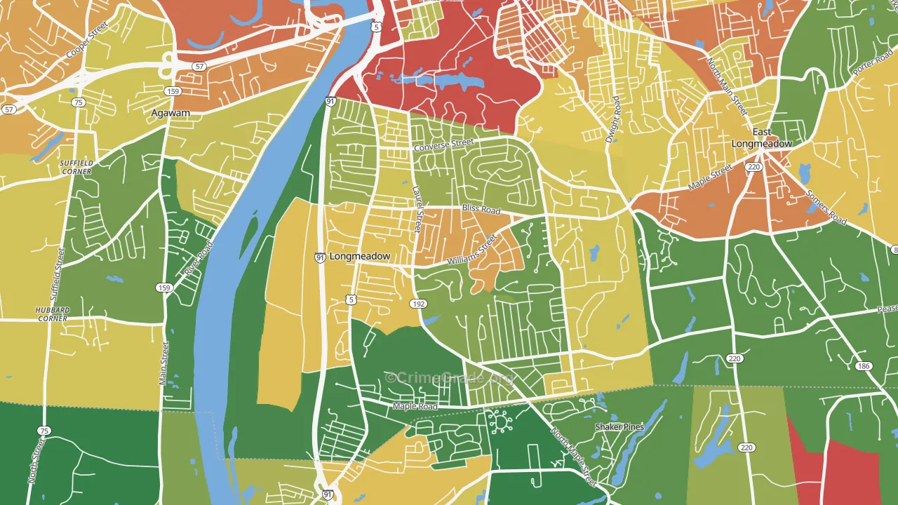 Longmeadow, MA Map of Assault Rates