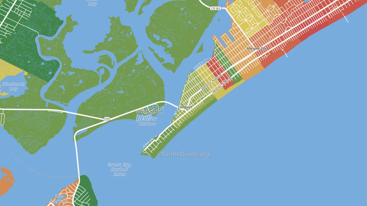 Longport, NJ Map of Assault Rates