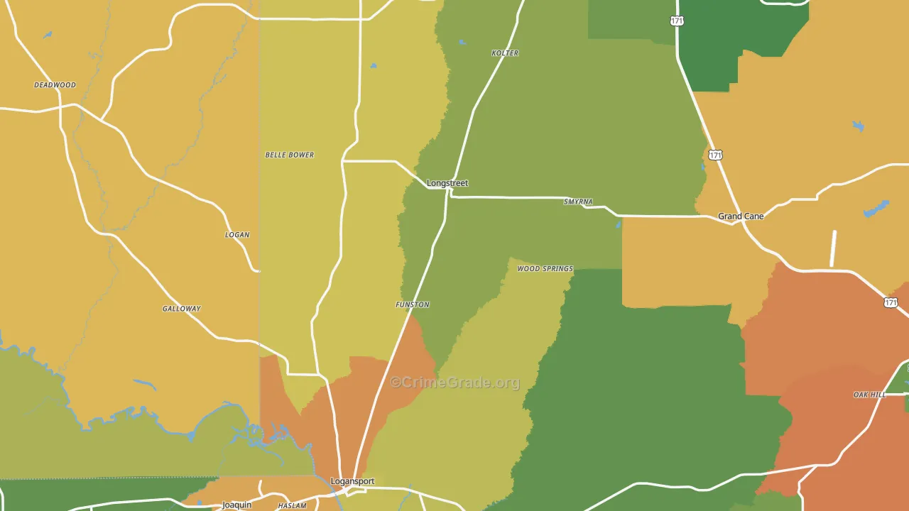 Longstreet, LA Map of Assault Rates