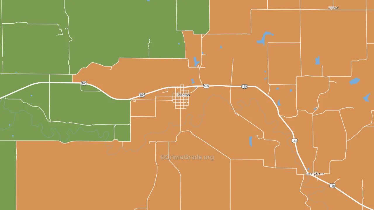 Longton, KS Map of Assault Rates