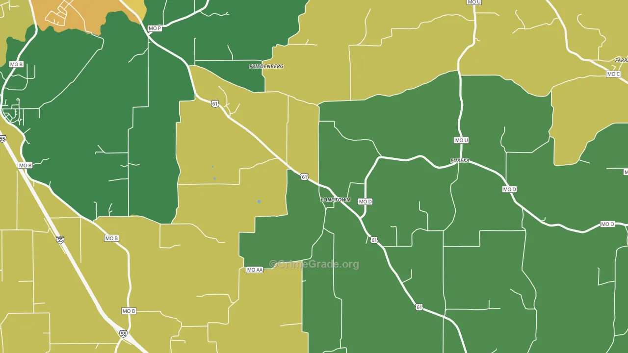 Longtown, MO Map of Assault Rates
