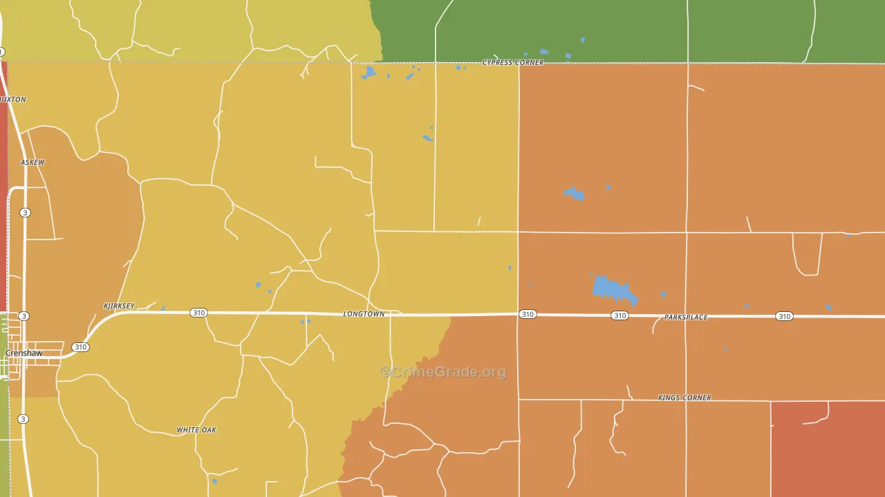 Longtown, MS Map of Assault Rates