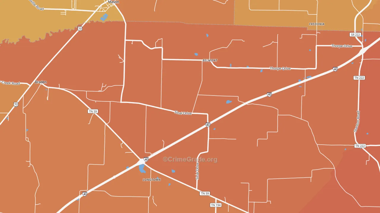 Longtown, TN Map of Assault Rates
