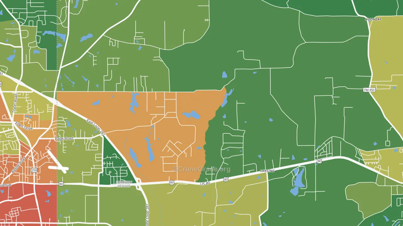Longview Heights, TX Map of Assault Rates