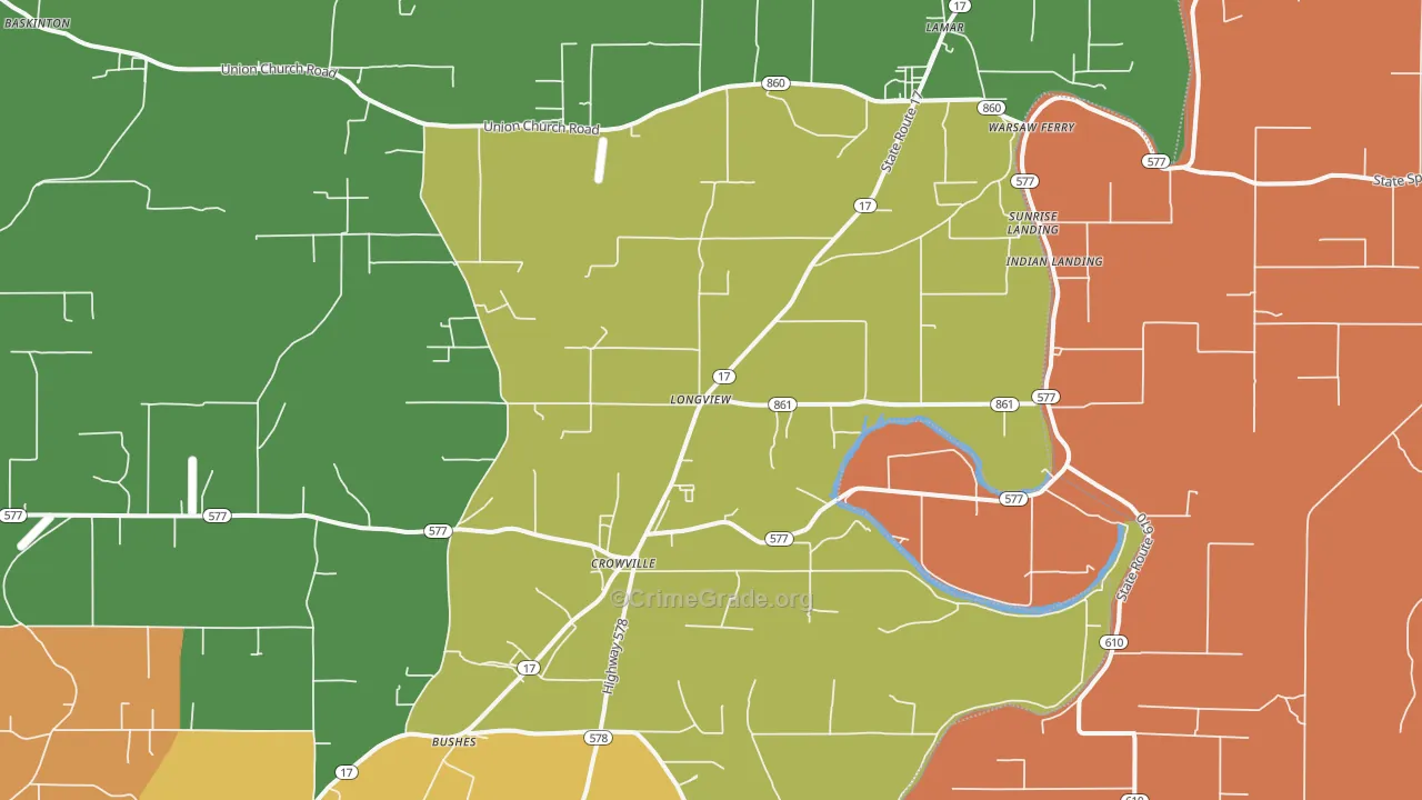 Longview, LA Map of Assault Rates