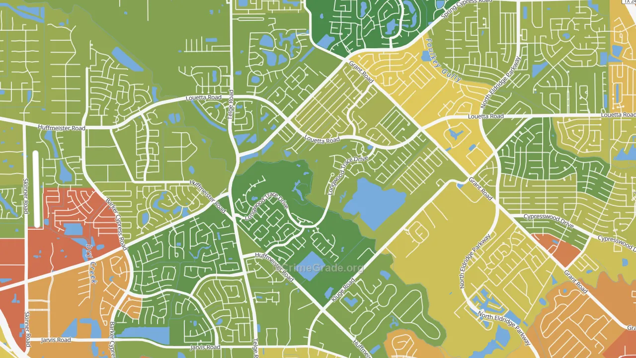 Longwood, Cypress, TX Map of Assault Rates