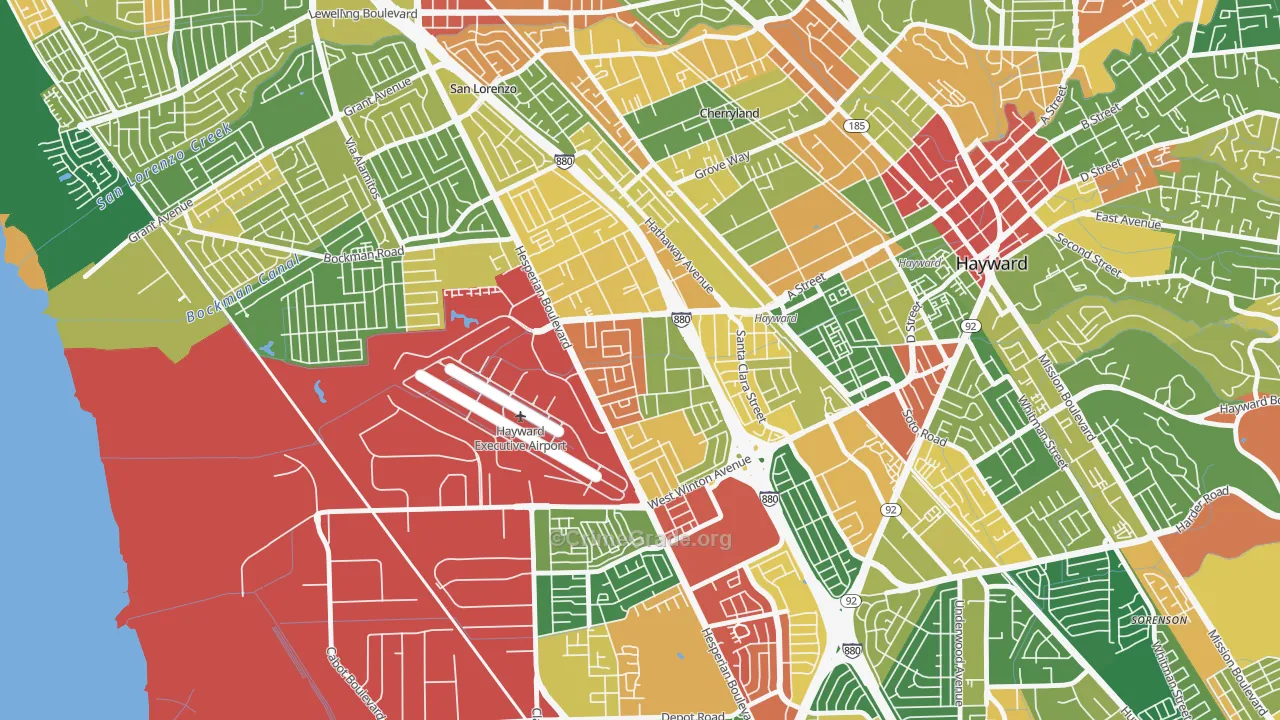 Longwood-Winton Grove, Hayward, CA Map of Assault Rates