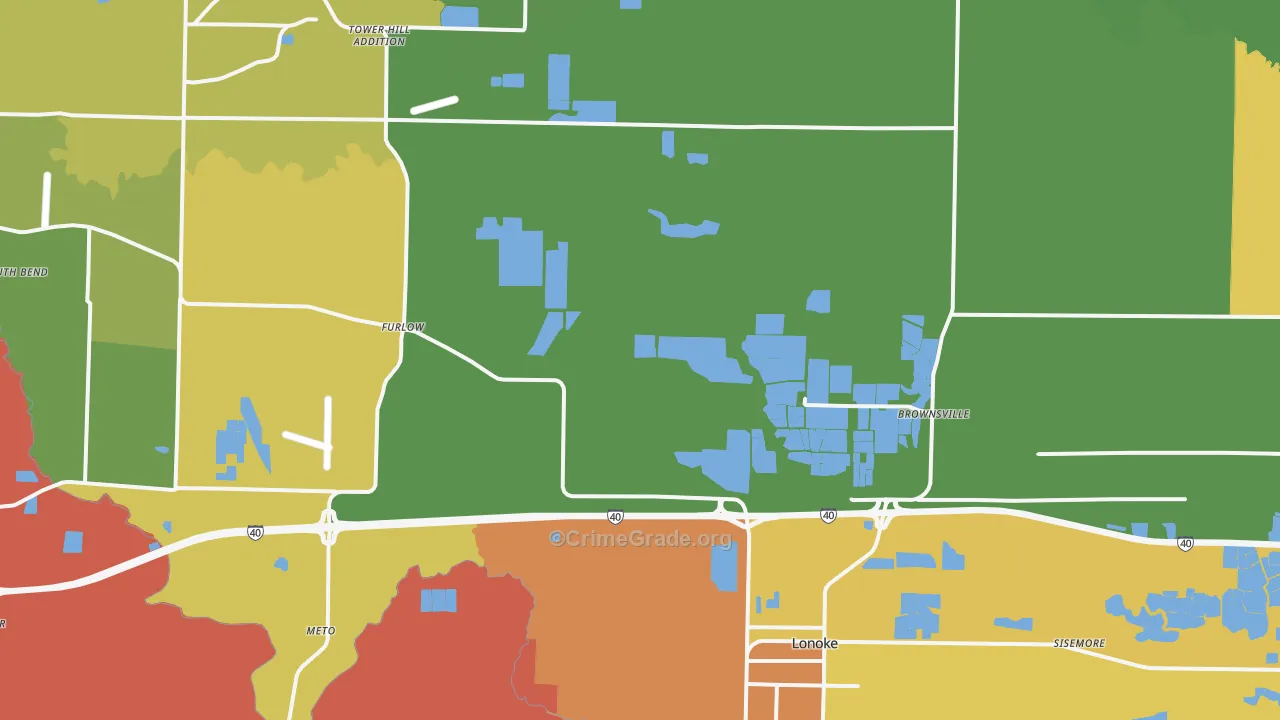 Lonoke, AR Map of Assault Rates
